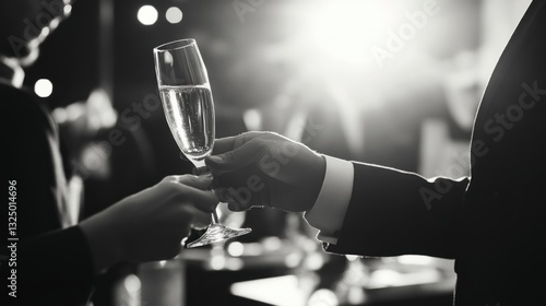 Monochrome elegance champagne cheers celebration success formal occasion party
