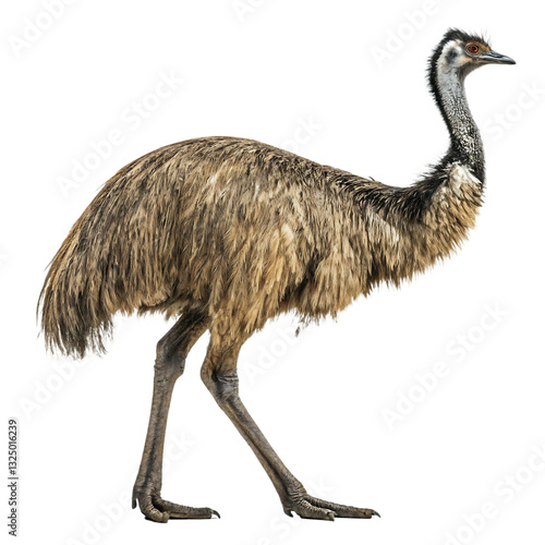 Tableau sur toile Majestic emu walking isolated on white background perfect for wildlife photograp