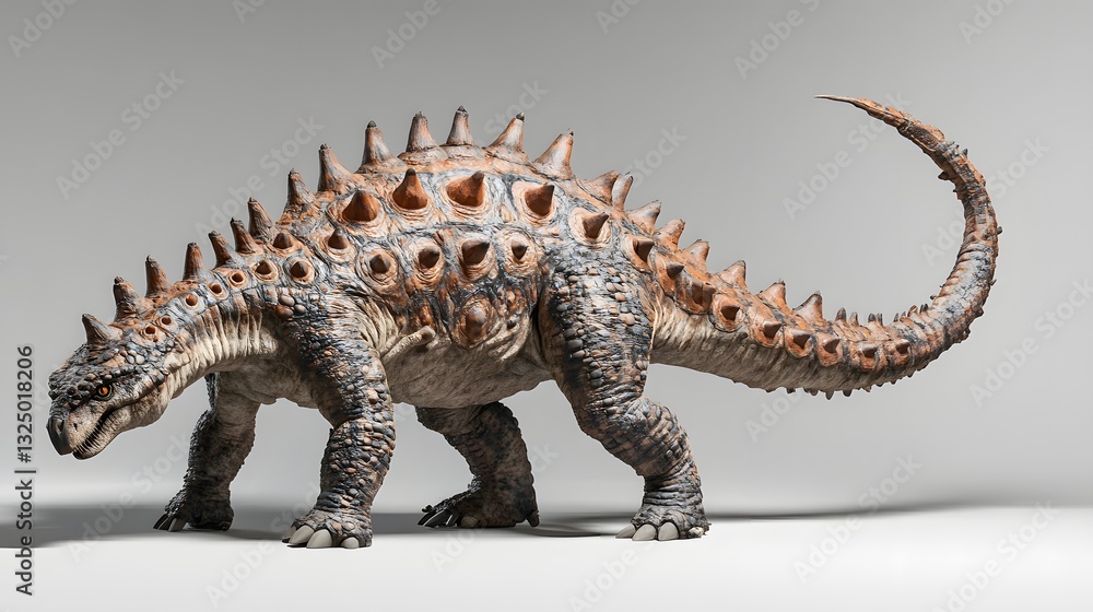 Ankylosaurus tail swinging on a simple gray backdrop