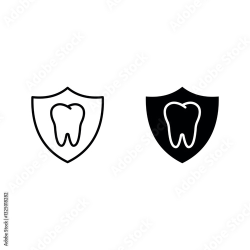 Teeth Protection icon set color editable on white background