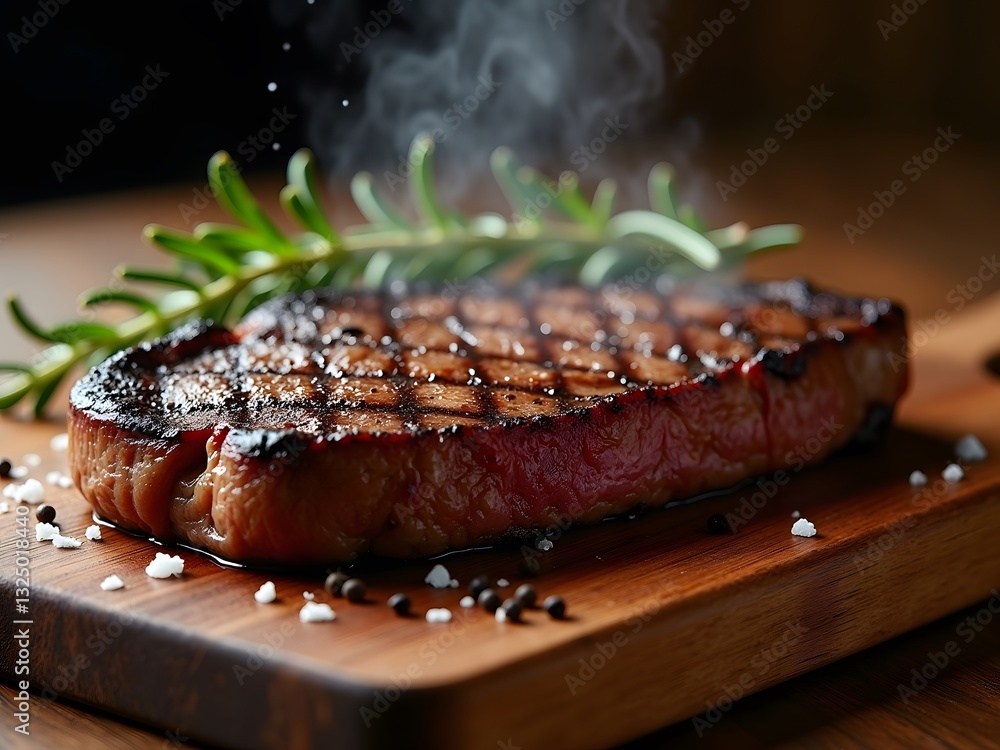 beef steak rests on a rustic wooden board beef steak rests on a rustic wooden board