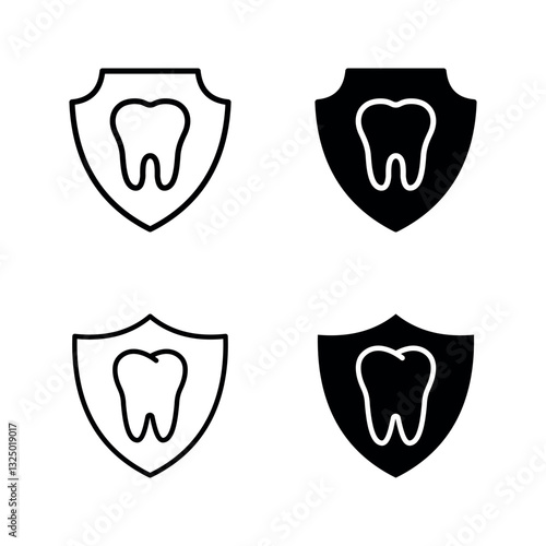 Teeth Protection icon set color editable on white background