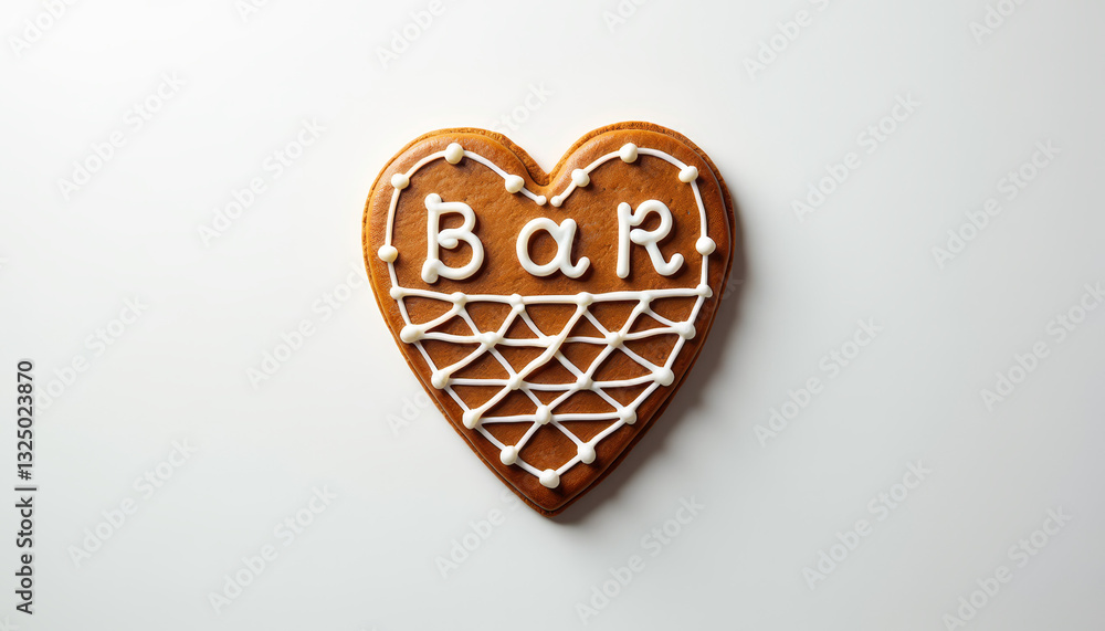 Heart-shaped gingerbread cookie with Heart-shaped gingerbread cookie with