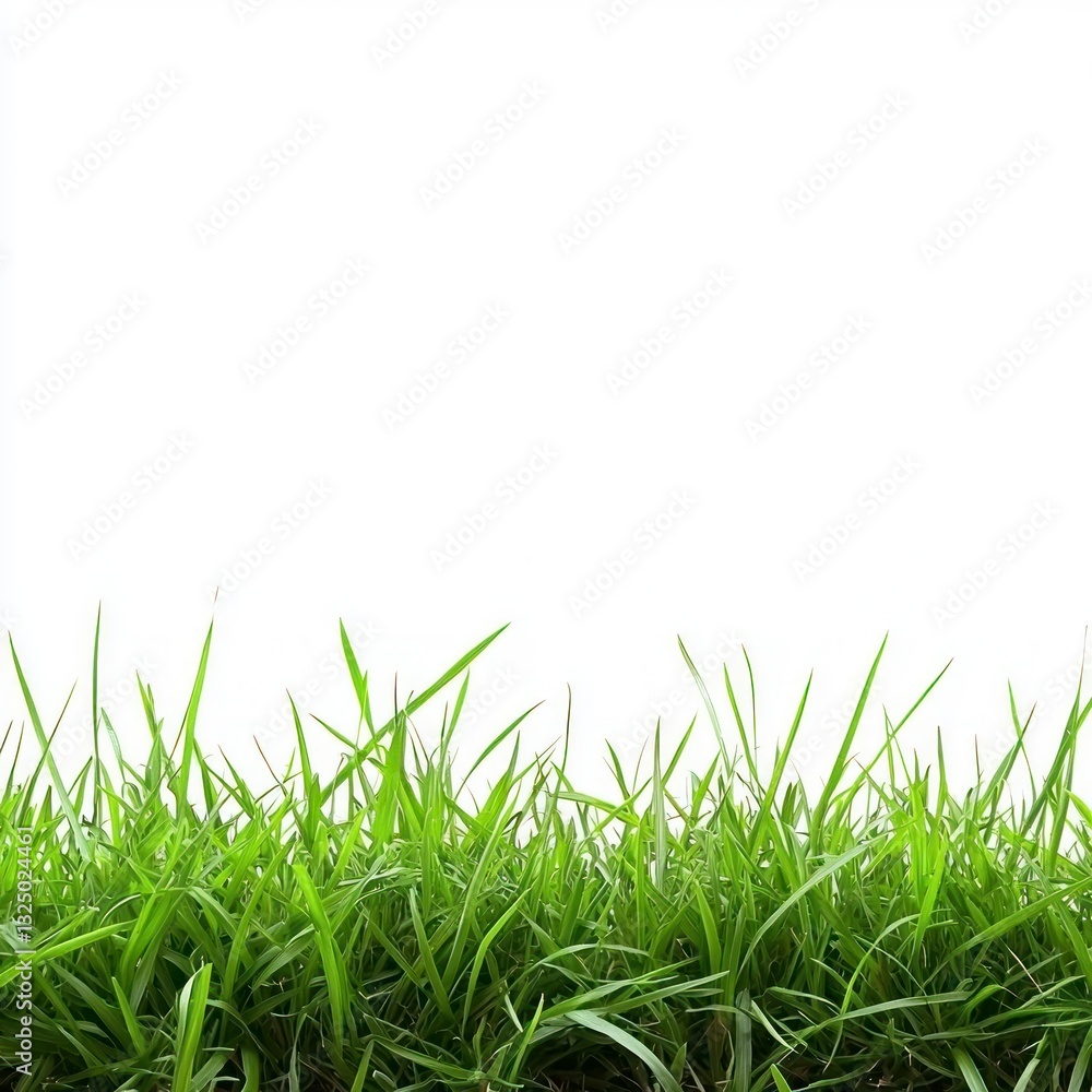 Fototapeta premium Green grass border on white background