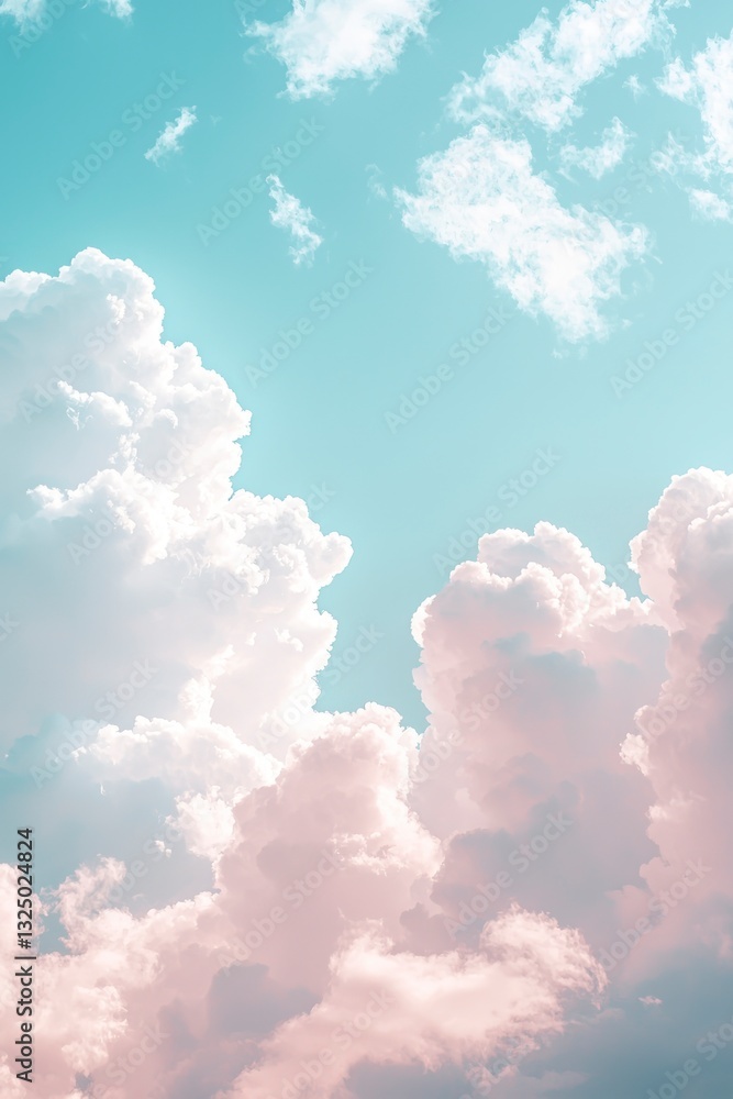 Fluffy pastel clouds in blue sky Fluffy pastel clouds in blue sky