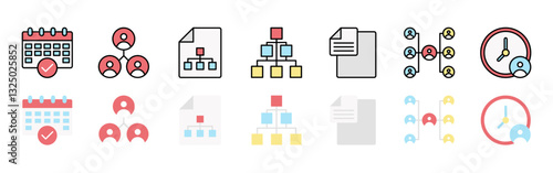 Planning and organization icon set isolated on white background vector illustration
