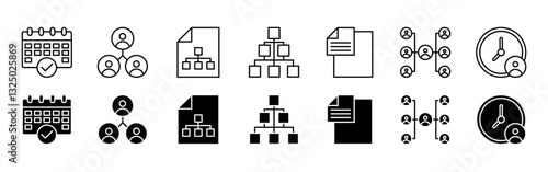 Planning and organization icon set isolated on white background vector illustration