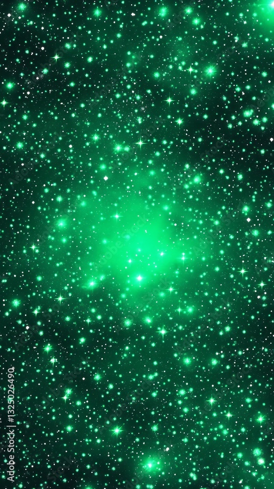Fototapeta premium Green celestial cluster of stars in the cosmos