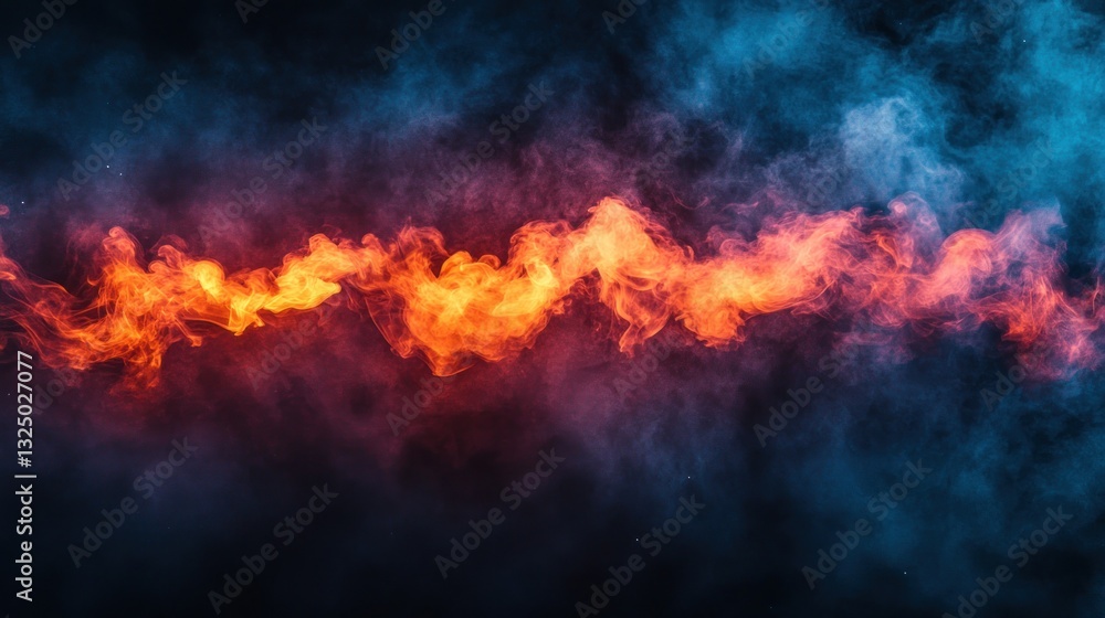 Fiery smoke swirls on dark background Fiery smoke swirls on dark background