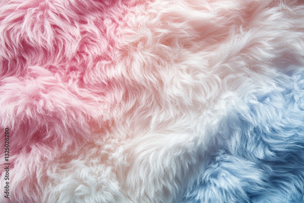 Colorful soft fibers blend together, creating a serene and dreamy texture, showcasing shades of pink, blue, and yellow in a vibrant display