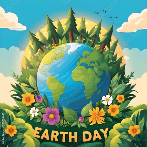 planet earth with flowers