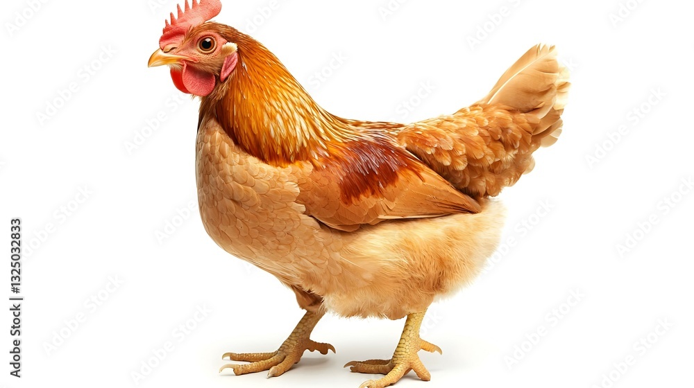 Fototapeta premium Healthy Brown Hen Isolated on White Background