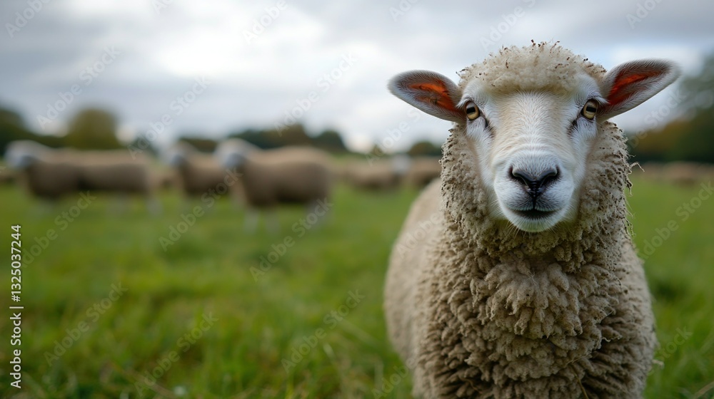 Fototapeta premium Sheep grazing in a field