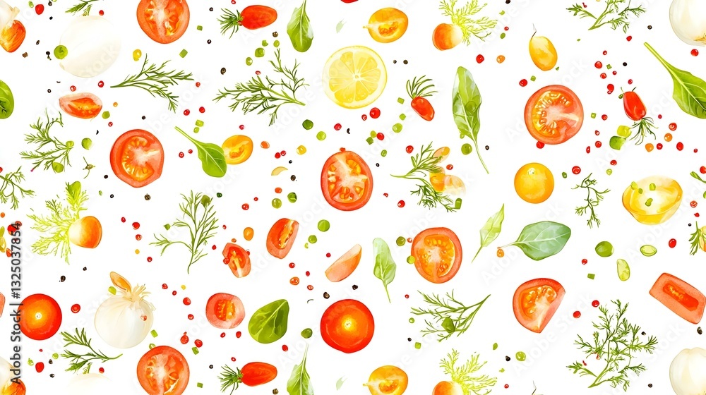 Fresh Tomatoes Herbs and Spices Isolated on White Background Fresh Tomatoes Herbs and Spices Isolated on White Background