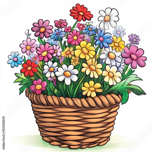 Obraz na płótnie A full basket of beautiful colorful flowers harvested in Spring w salonie