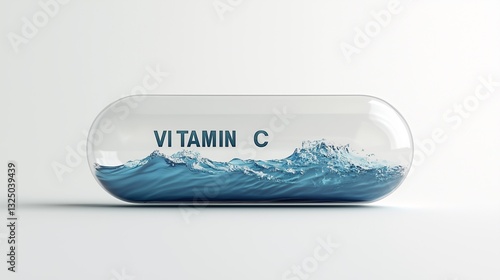 Wallpaper Mural Sea trapped in a medical pill with sign saying "vitamin c" isolated on white background Torontodigital.ca