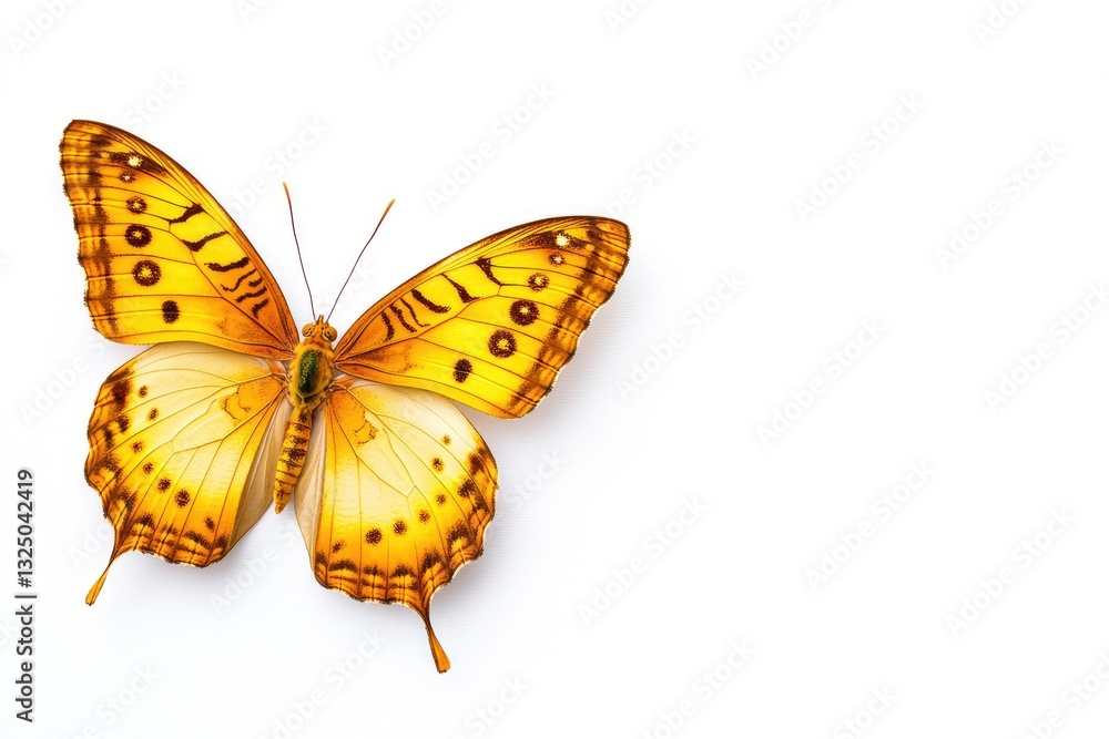A vibrant, golden butterfly on a white background A vibrant, golden butterfly on a white background
