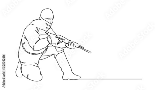 Line art illustration of a soldier