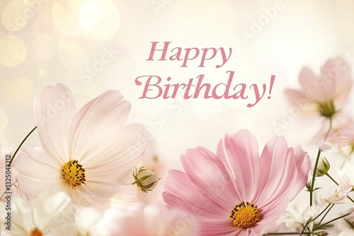 Classic elegance: Greeting card with delicate floral ornament on a soft pink background with the inscription 