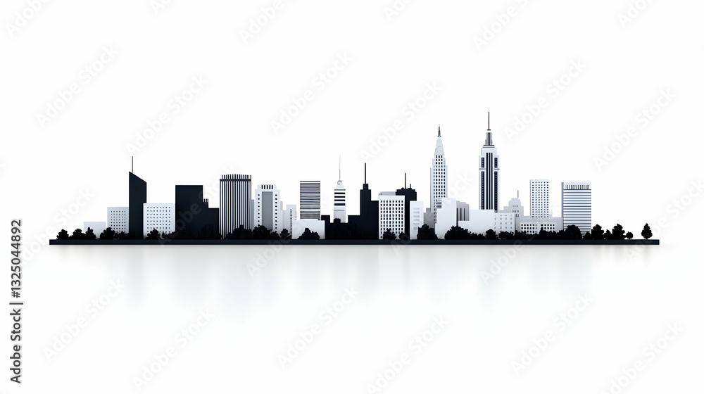 Stylish Black And White City Skyline Illustration Stylish Black And White City Skyline Illustration