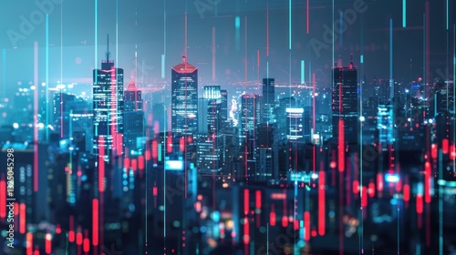 Wallpaper Mural Cityscape with Innovative technology financial market or stock market graph concept. AI generated Torontodigital.ca