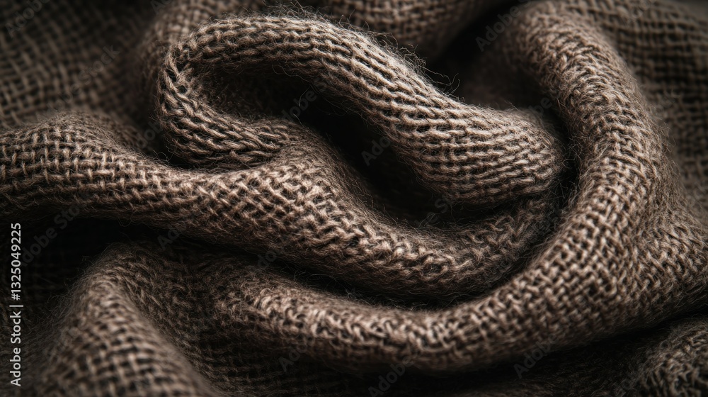 Fototapeta premium Wrinkled Brown Knit Fabric Texture