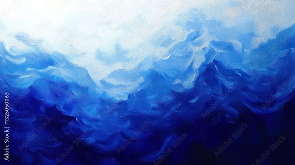 Fototapeta premium Abstract Blue Mountain Landscape Painting