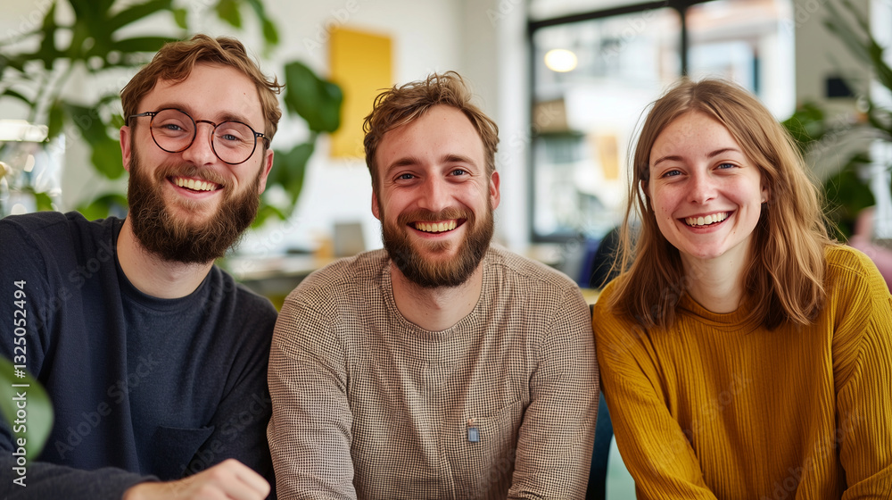 Successful Creative Business Team Smiling in Modern Startup Office Successful Creative Business Team Smiling in Modern Startup Office