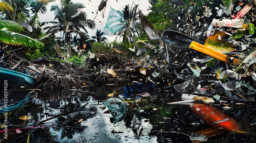 Obraz premium Vibrant photorealistic portrayal of an Earth Day coastal cleanup capturing volunteers removing debris restoring marine habitats and celebrating natures resilience with a hopeful atmosphere