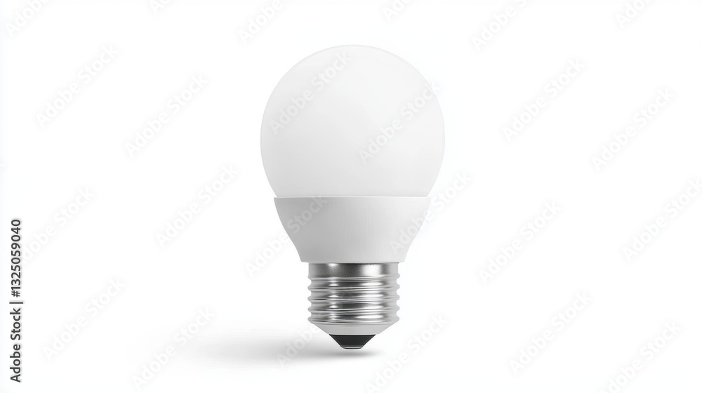 A bright white energy-saving LED bulb with a sleek design, white background A bright white energy-saving LED bulb with a sleek design, white background