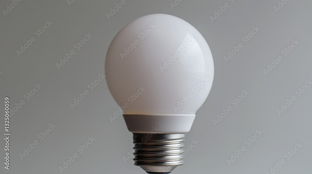 A close-up of a standard LED bulb with a frosted glass cover, white background A close-up of a standard LED bulb with a frosted glass cover, white background