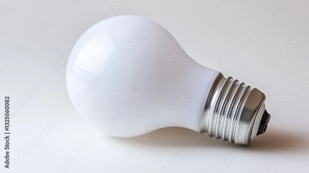 A close-up of a standard LED bulb with a frosted glass cover, white background A close-up of a standard LED bulb with a frosted glass cover, white background