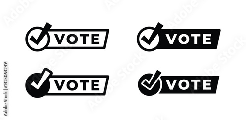 Vote Icons Check Mark Black and White Color Vector Design Sign Illustration Template