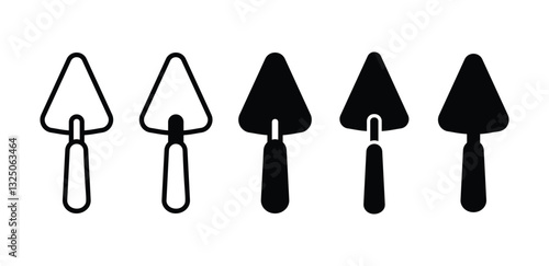 Masonry Trowel Icons Black and White Color Vector Design Set on White Background