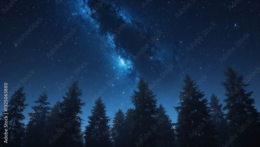 Naklejka premium night sky in the forest