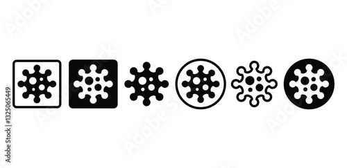 Virus Icon Black And White Color Vector Design Illustration Set 
