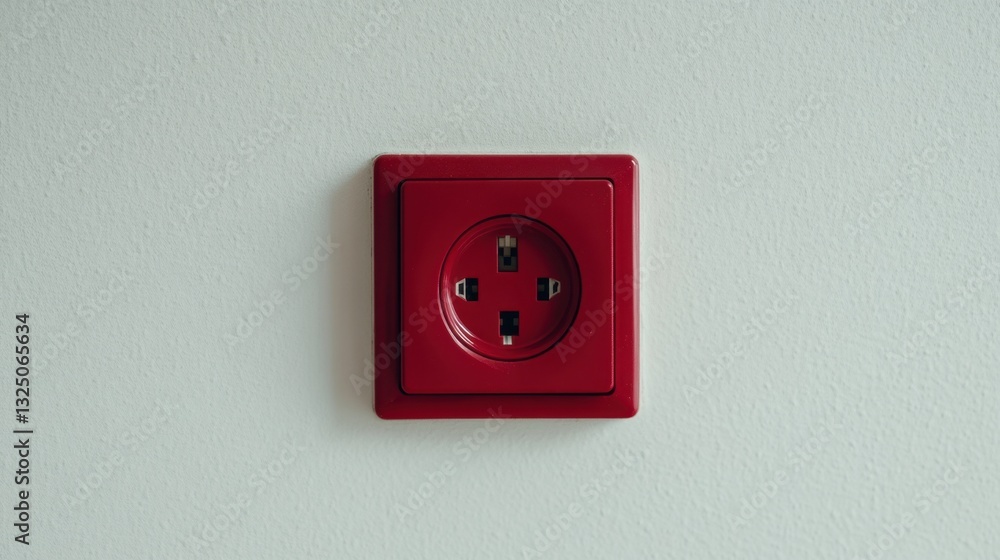 A simple wall-mounted electrical plug socket with a child safety cover, white background A simple wall-mounted electrical plug socket with a child safety cover, white background