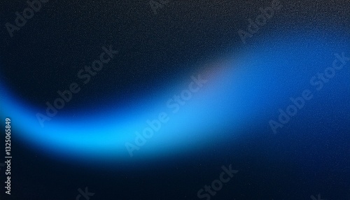 Blue light leaks and gradient over an abstract grainy background. Grainy colorful warm blue light leaks on a black background with a dust texture. Blue wavy abstract background for presentation