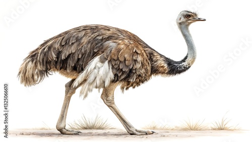 Beautiful Ostrich on a White Background – Majestic Flightless Bird