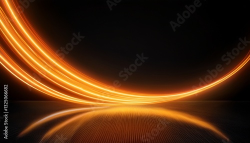 glowing orange neon light curve on dark surface
