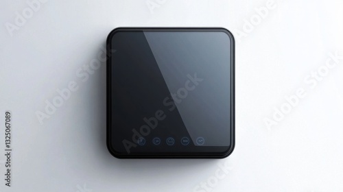 A smart light switch with capacitive touch buttons, isolated on white