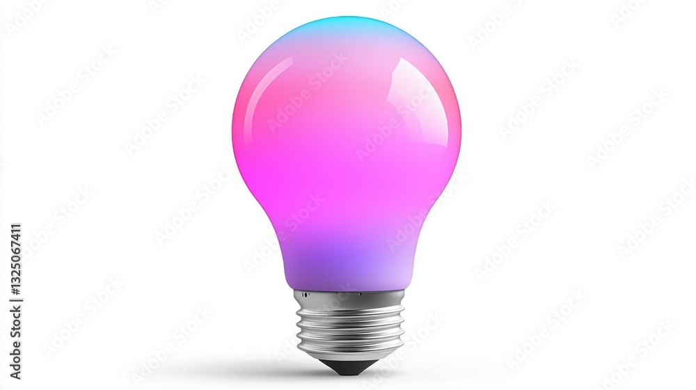 A smart WiFi-enabled LED bulb changing colors, white background
