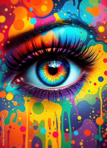 Abstract eye with paint. Decorative background, wallpaper