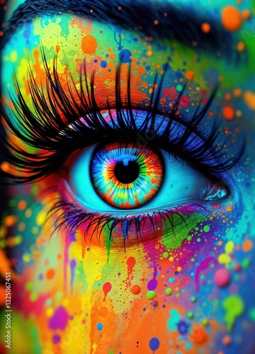 Abstract eye with paint. Decorative background, wallpaper