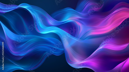 Wallpaper Mural A high-resolution, minimalist abstract background featuring fluid waves of vibrant colors in shades of blue and purple. Hyperspectral Waves. Illustration Torontodigital.ca
