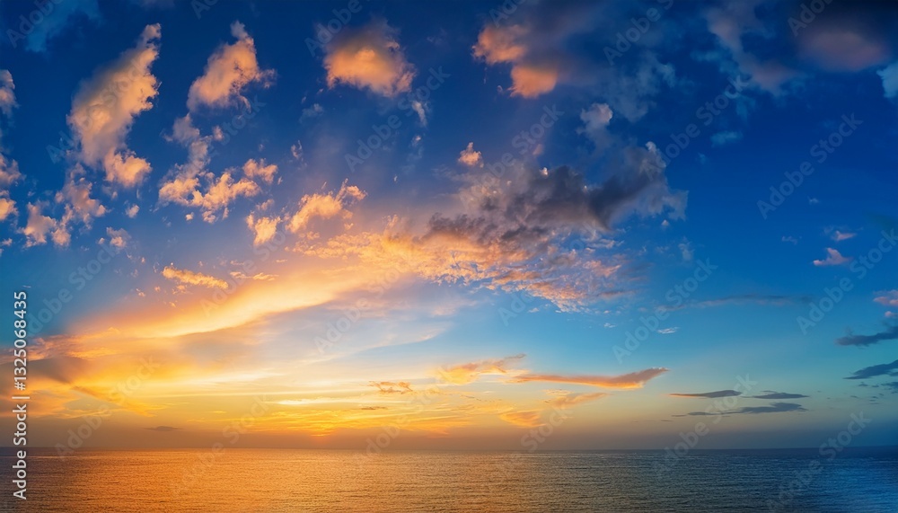 Fototapeta premium beautiful luxury soft gradient orange gold clouds and sunlight on the blue sky perfect for the background take in everning twilight large size high definition landscape photo
