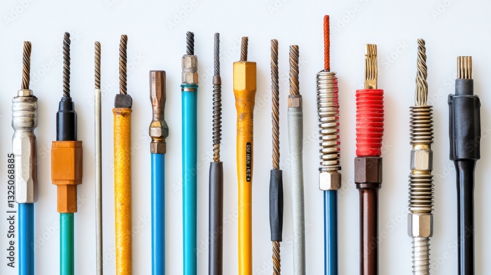 A variety of pre-insulated wire terminals displayed on a white background A variety of pre-insulated wire terminals displayed on a white background