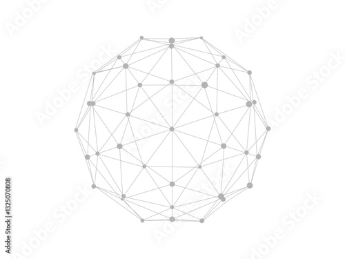 Technology abstract shape. Dots connected by lines. Minimalist mesh sphere. Abstract polygonal shape.