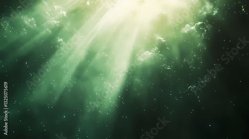 Minimalist ethereal green mist mystical light beam in cosmic haze background. ethereal light. illustration. Mystical Rays. Illustration