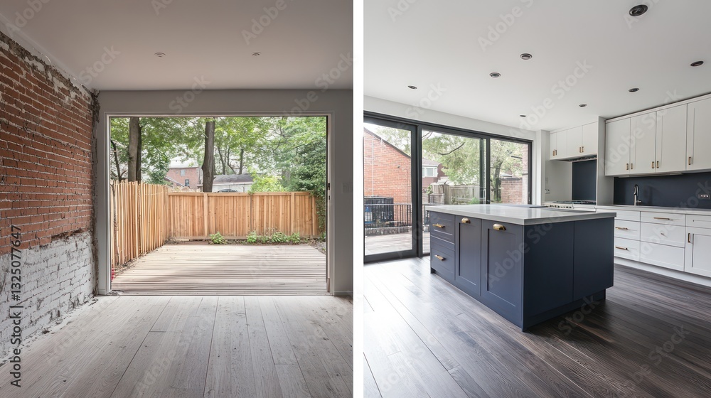 Before and after kitchen views in a Toronto neighborhood